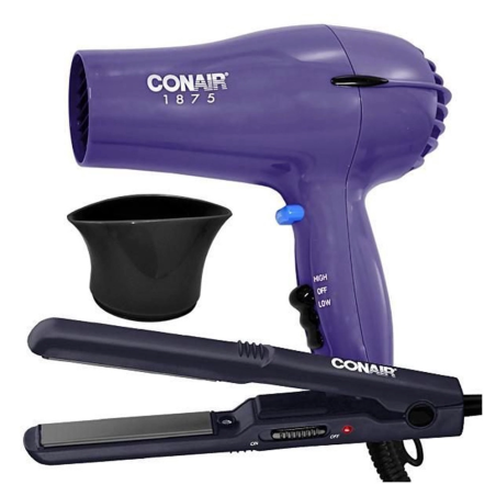 Conair Flat Iron and Hair Dryer Kit 247CS80NAL 110V Violet