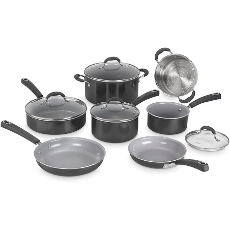 Jogo de Panelas Cuisinart 54C-11BK Antiaderente Ceramicaxt Preto - 11 Peças