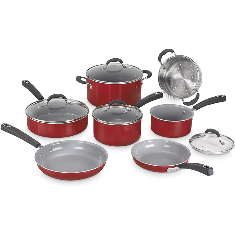 Jogo De Panelas Cuisinart 54C-11R Antiaderente Ceramicaxt Vermelho - 11 Peças