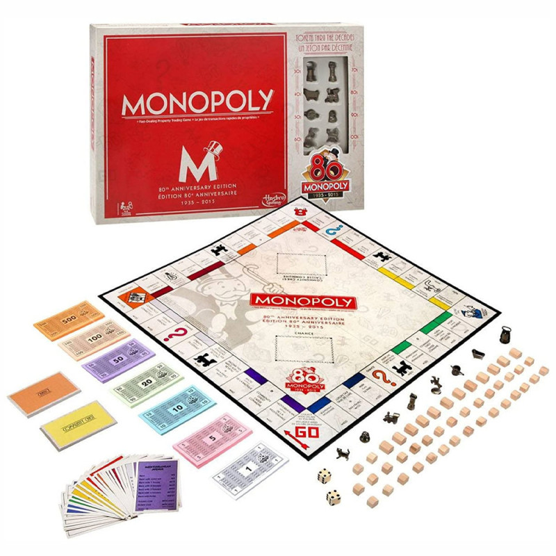 Jogo De Tabuleiro Hasbro B0622 Monopoly Edição Aniversario 80 Anos