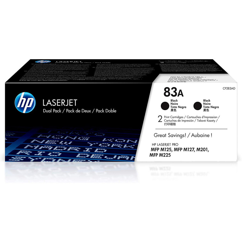 HP 83A CF283AD Black Twin Toner - Original Cartridge