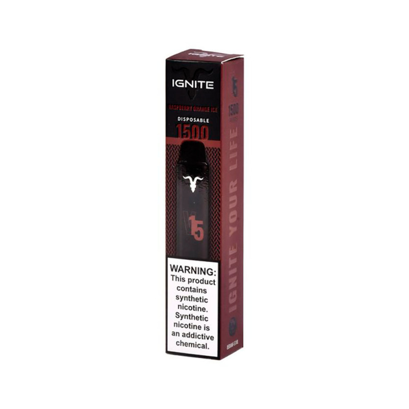 Vape Descartável Ignite V15 1500 Puffs Raspberry Orange Ice - 5% Nicotina 850 mAh
