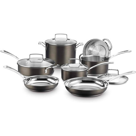 Jogo de Panelas Cuisinart BSC7-11 Serie Aço Inoxidável Indução Preto - 11 Peças
