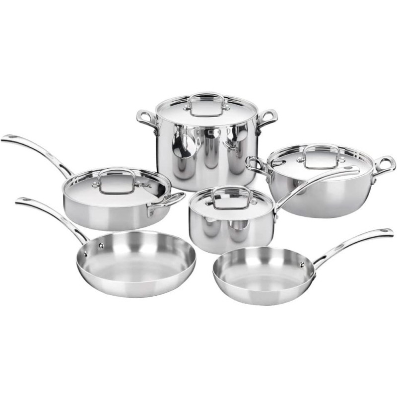 Jogo De Panelas Cuisinart FCT-10 Classicas Francesas Indução Inox - 10 Peças