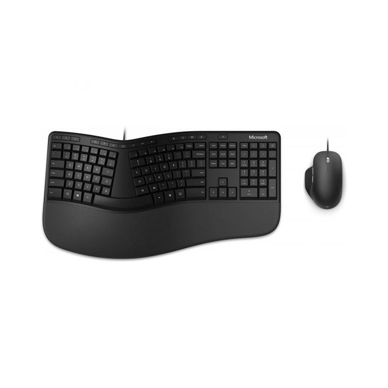 Teclado Com Mouse Microsoft USB Ergonômico Desktop Espanhol Preto - RJU-00003