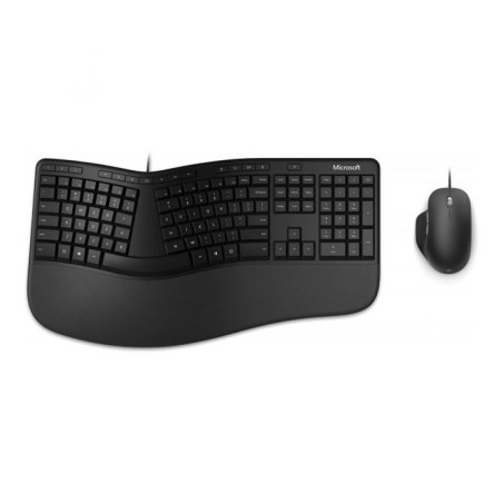 Teclado Com Mouse Microsoft USB Ergonômico Desktop Espanhol Preto - RJU-00003