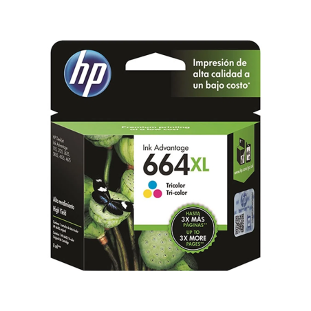 Cartucho 664XL Color 8ML HP - F6V30AL, 330 páginas