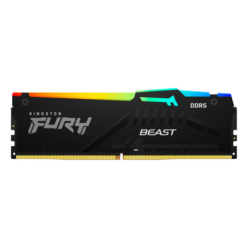 Memória RAM Kingston DDR5 16 GB 5200MHz Black RGB Fury Beast - KF552C40BBA-16