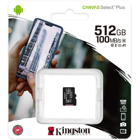 Cartão de Memória Kingston Canvas Select Plus Micro SDXC 512 GB 100MB/s Classe 10 sem adaptador - SDCS2/512GBSP