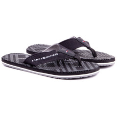 Tommy Hilfiger Men's CORPORATE STRIP Flip Flop Black