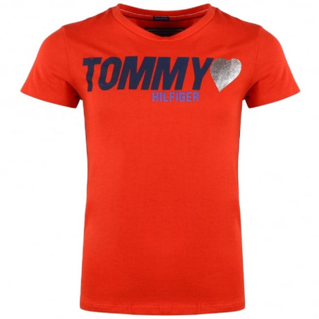 Camiseta Infantil Femenina Tommy Hilfiger KG0KG03438-610 12 Rojo