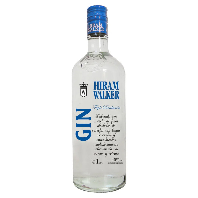 Hiram Walker Gin 1L - 39% ABV, herbaceous & citrus aroma