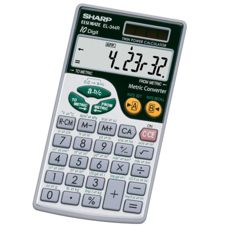 Sharp EL-344RB Silver Calculator - 10 Digits, 44 Functions
