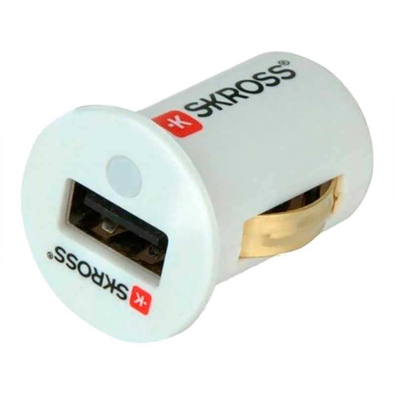 Skross Midget USB Car Charger – White, Compact for Travel