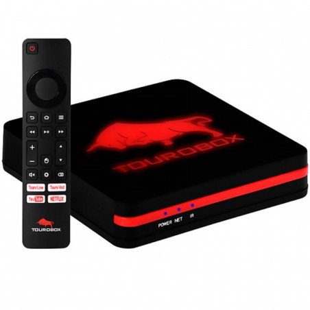 Receptor FTA Tourobox PRO 4K Ultra HD 16GB+ 2GB Wi-Fi/HDMI/USB Bivolt - Preto/Vermelho
