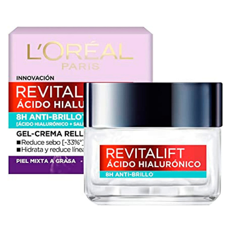 Gel Crema Loreal Revitalift Ácido Hialurônico Antibrilho 50ML
