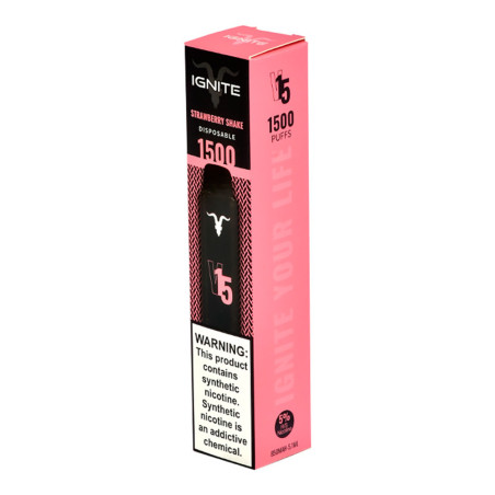 Vape Descartável Ignite V15 1500 Puffs Strawberry Shake - 5% Nicotina 850 mAh