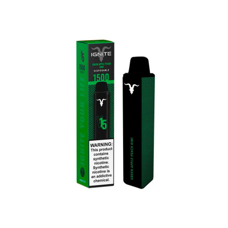 Vape Descartável Ignite V15 1500 Puffs Green Apple Peach Kiwi - 5% Nicotina 850 mAh