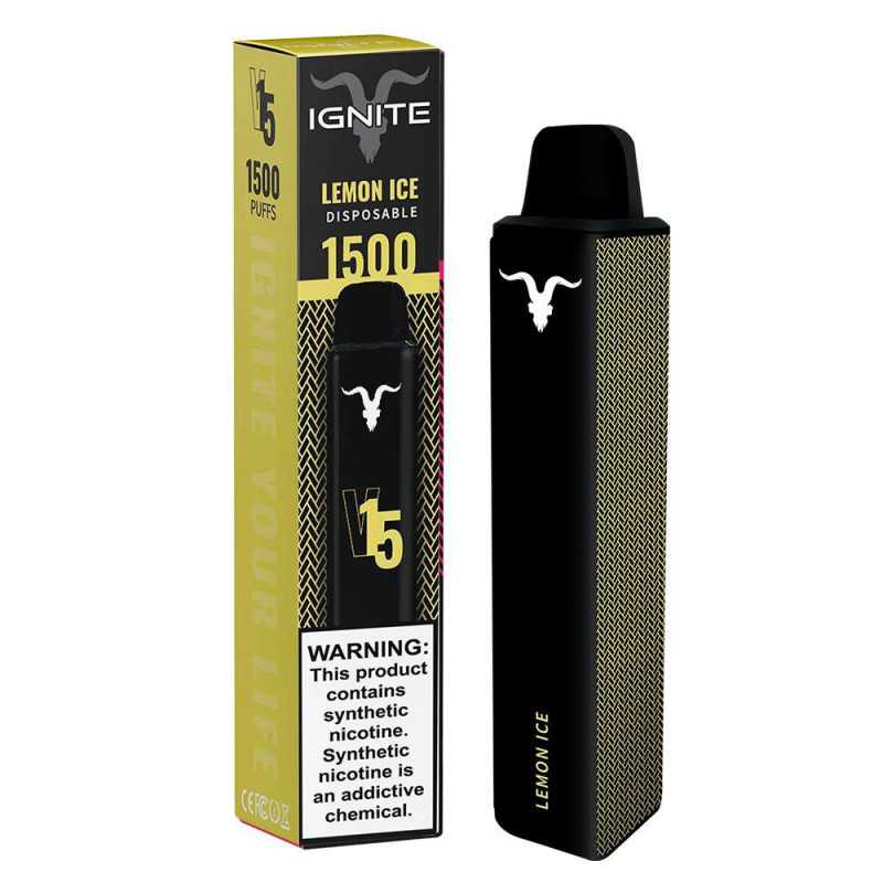 Vape Descartável Ignite V15 1500 Puffs Lemon Ice - 5% Nicotina 850 mAh