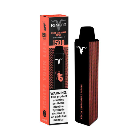 Vape Descartável Ignite V15 1500 Puffs Peach Cantaloupe Papaya - 5% Nicotina 850 mAh