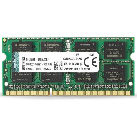 Memoria Notebook Kingston DDR3  8 GB 1333MHz - KVR1333D3S9/8