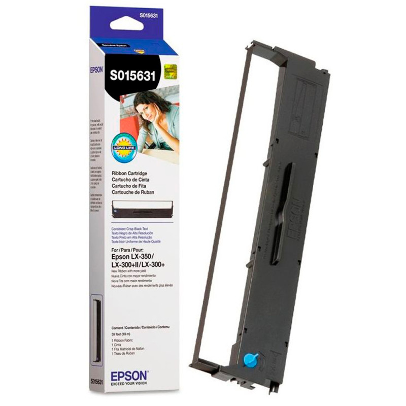 Epson S015631 Ribbon for LX350/LX300+II/LX300+ - Black