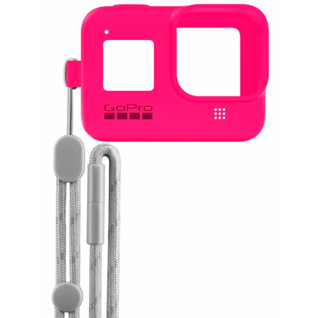 Case De Silicone GoPro Com Cordão Ajustável Para HERO5 /6/7 - Rosa Elétrico - ACSST-011