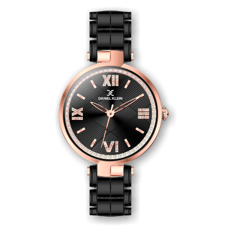 Relógio Feminino Daniel Klein Premium DK.1.12286-6 Preto/Rosa/Ouro