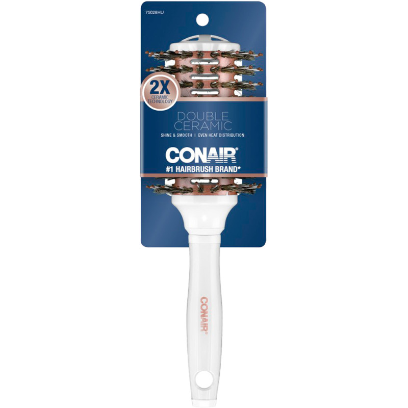 Escova Redonda Conair Double Ceramic Branco/Rosa Ouro