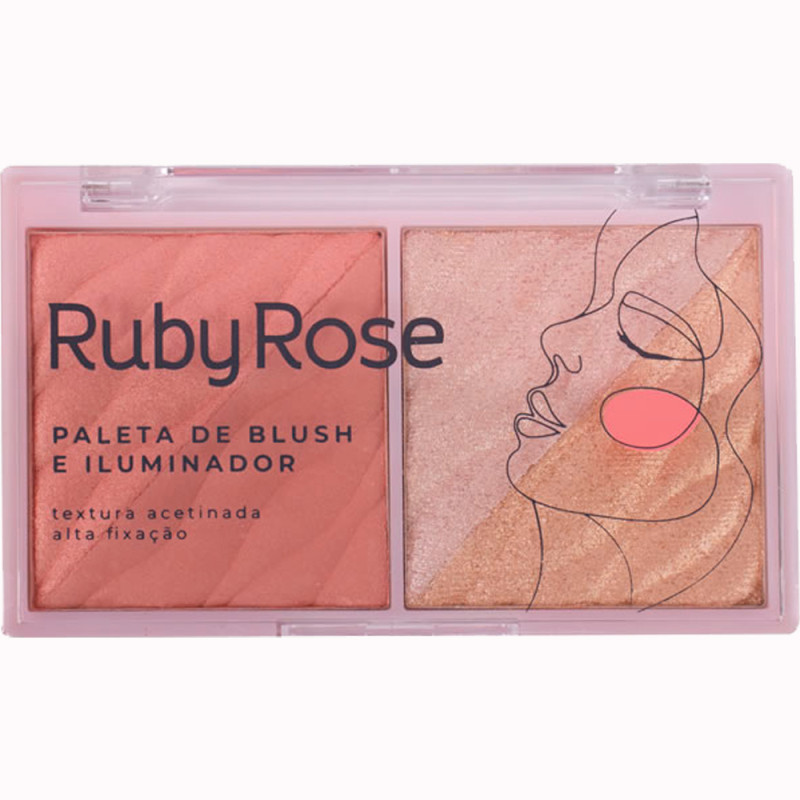 Paleta de Blush e Iluminador Ruby Rose HB 7533-2 - 2 cores