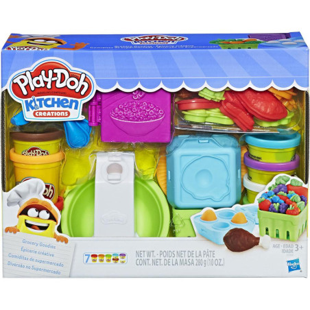 Play‑Doh Supermarket Fun E1936 - Hasbro, 7 potes e 20+ acessórios