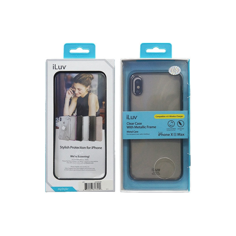 Capa iLuv iPhone XS-Max Metal Care Preto Transparente AIXPMTBK
