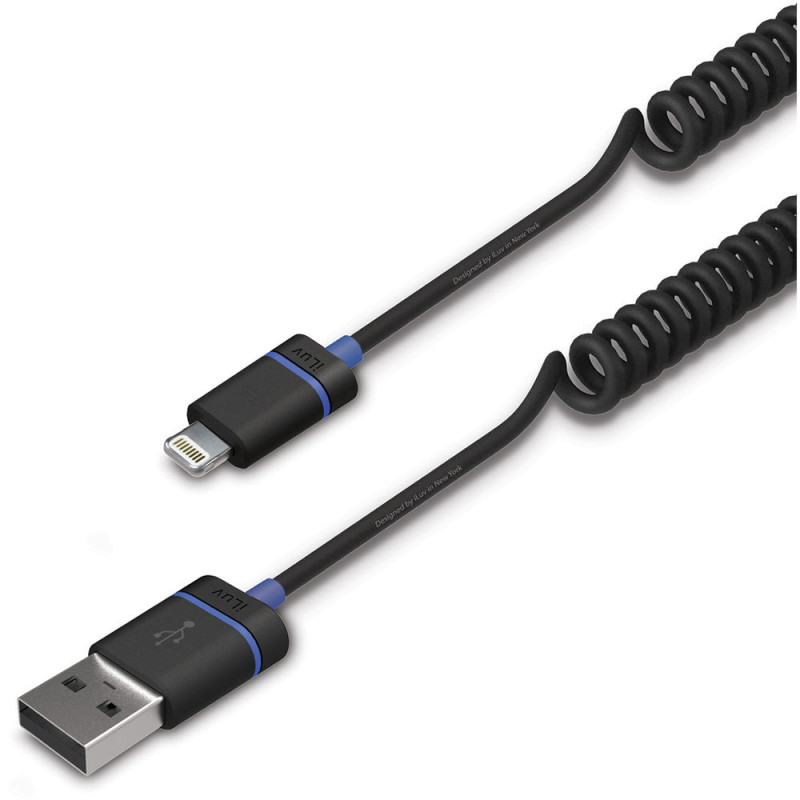 Cabo iLuv 1.5m Usb-A/Lightning Premium Coiled Preto - ICB261BLK