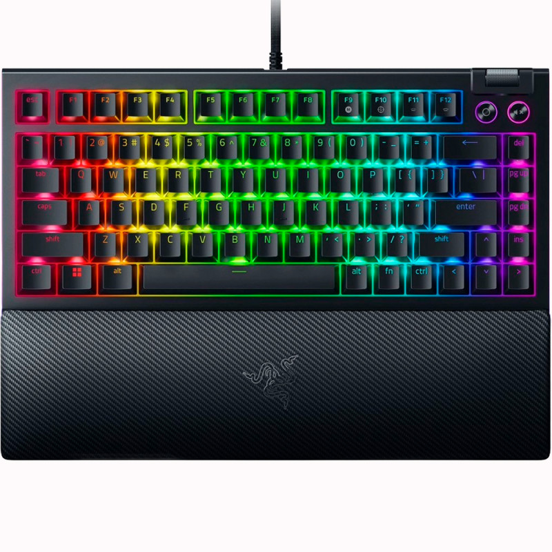 Teclado Gamer Mecânico Razer BlackWidow V4 75% Orange Switch RGB USB Inglês - Preto RZ03-05000200-R3U1