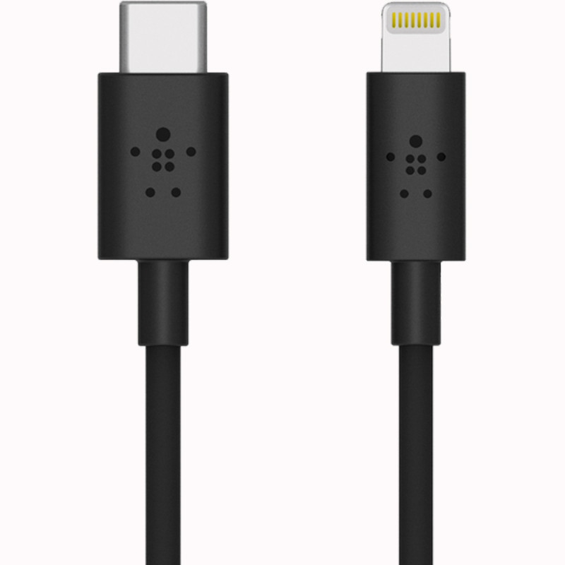 Cabo USB-C/Lightning Belkin F8J239BT04-BLK 1.2 metros - Preto