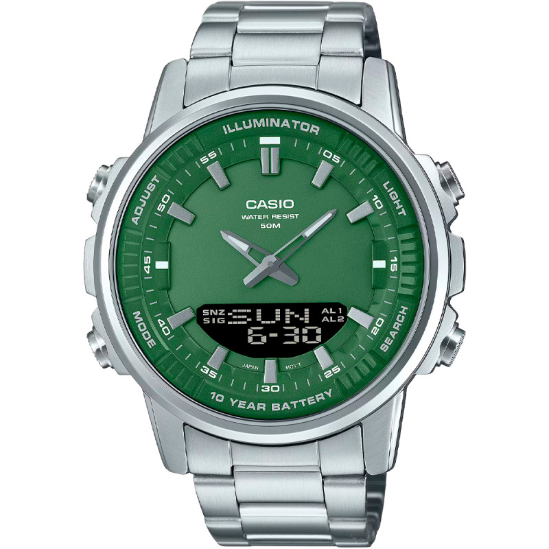 Relógio Masculino Casio AMW-880D-3AVDF - Prata/Verde