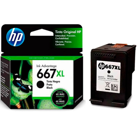 Cartucho HP 667XL Negro - Alto rendimiento, 480 páginas
