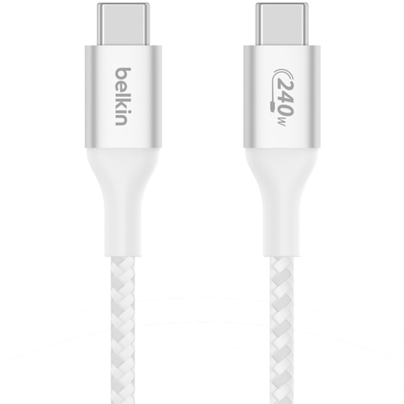 Cabo Belkin BoostCharge 2M USB-C/USB-C 240W Braided Branco - CAB015BT2MWH