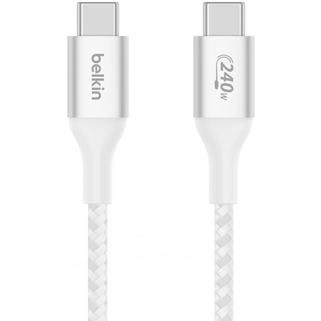 Cabo Belkin BoostCharge 2M USB-C/USB-C 240W Braided Branco - CAB015BT2MWH