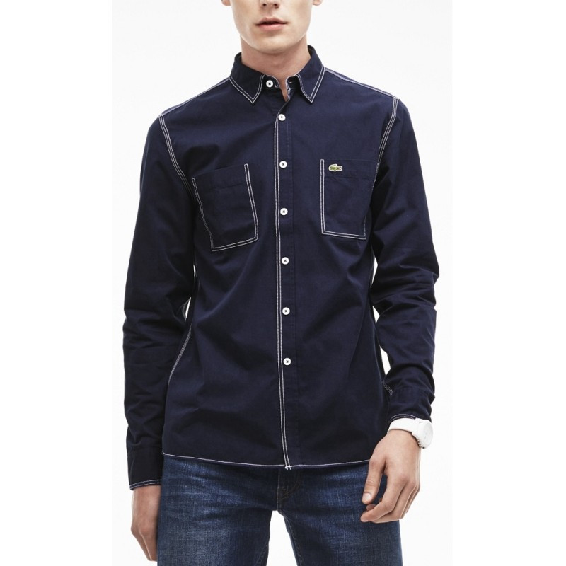LACOSTE CAMISA M CH6759-166-044 AZUL MARINHO - CH6759-166-044