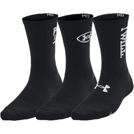Meias UNDER ARMOUR Masculino Essential Mid Crew L Preto 3 Pares - 1382942-001