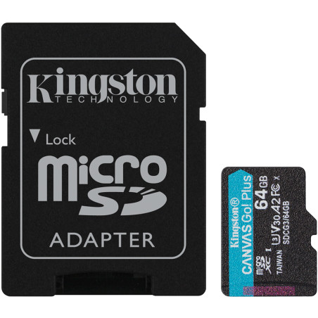 Cartão de Memória Micro SD Kingston Canvas Plus SDXC 64GB 170 MB/s Class 10 - SDXC/SDCG3