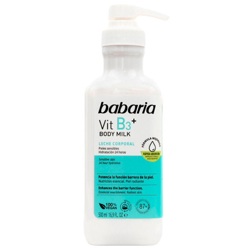 Leite Corporal Babaria Hidratante VIT B3+ para Pele Sensível e Atópica 500ML