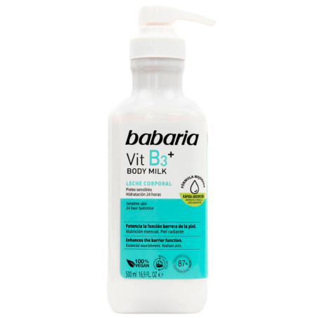 Leite Corporal Babaria Hidratante VIT B3+ para Pele Sensível e Atópica 500ML