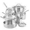 Jogo de Panelas KitchenAid 71001 Indução Base 3 Camadas Aço Inoxidável - 11 Peças