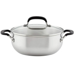 Panela KitchenAid 71021 Indução com Tampa Aço Inoxidável Escovado 4L - Prata