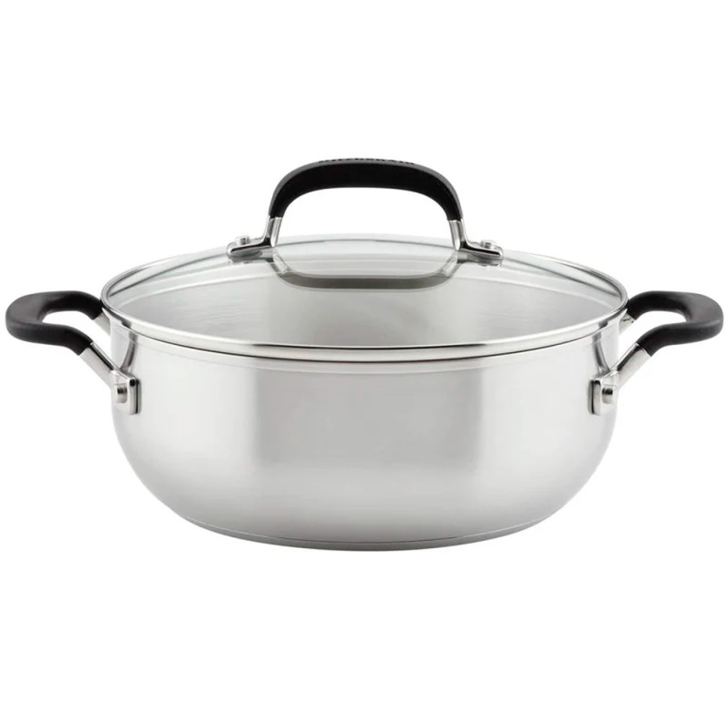 Panela KitchenAid 71021 Indução com Tampa Aço Inoxidável Escovado 4L - Prata