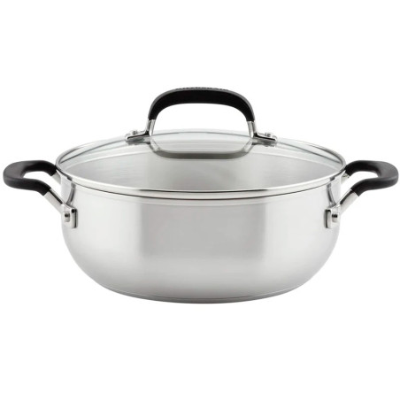 Panela KitchenAid 71021 Indução com Tampa Aço Inoxidável Escovado 4L - Prata