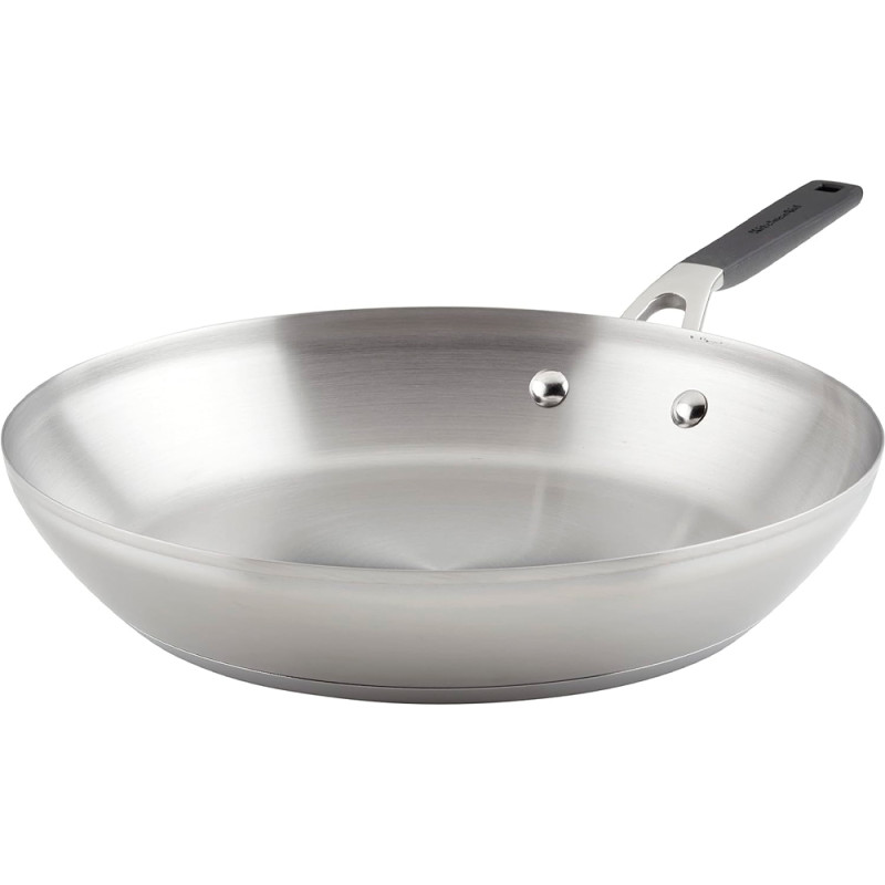 Frigideira KitchenAid 71025 Indução Antiaderente Aço Inoxidável Escovado 30CM - Prata