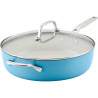 Frigideira KitchenAid 84819 Antiaderente Cerâmica Tampa de Vidro 31CM Azul Veludo